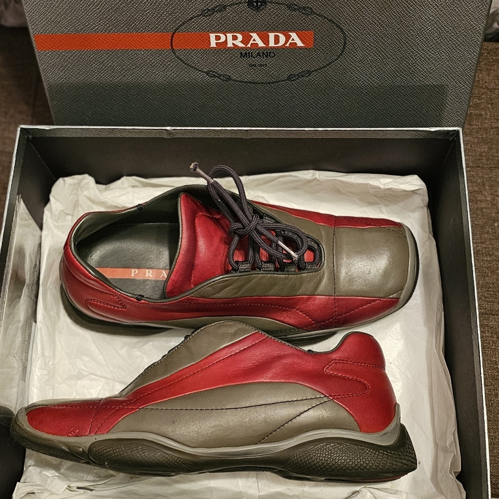 Prada All leather tennis shoes sneakers 38 - fits 7/7.5 UNISEX🚨flash sale 1Hr